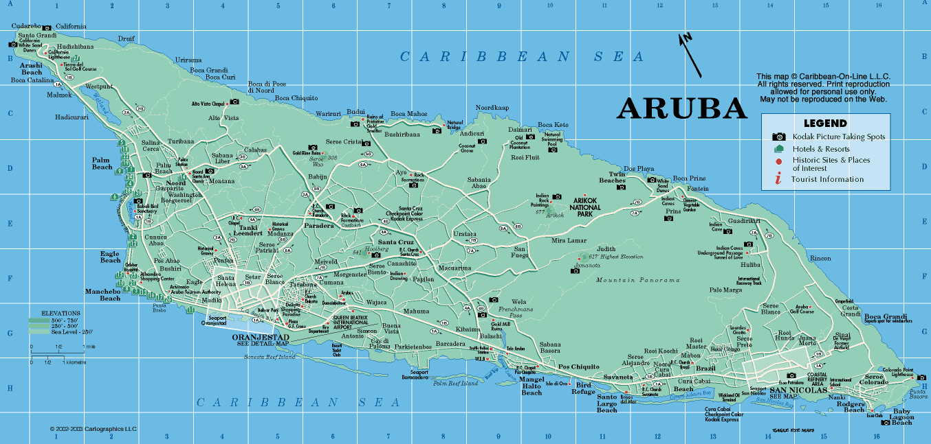 aruba villes carte